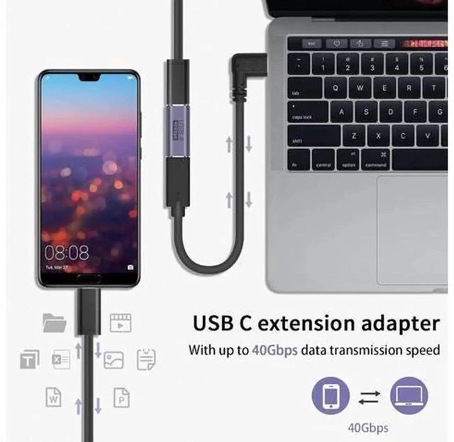 Alt view image 5 of 7 - USB C Female to Female Adapter, 100W USB C Coupler, 40Gbps Type C Extension Extender Adapter Support Thuderbolt 4 Cable for Docking, Galaxy, 2-Pack