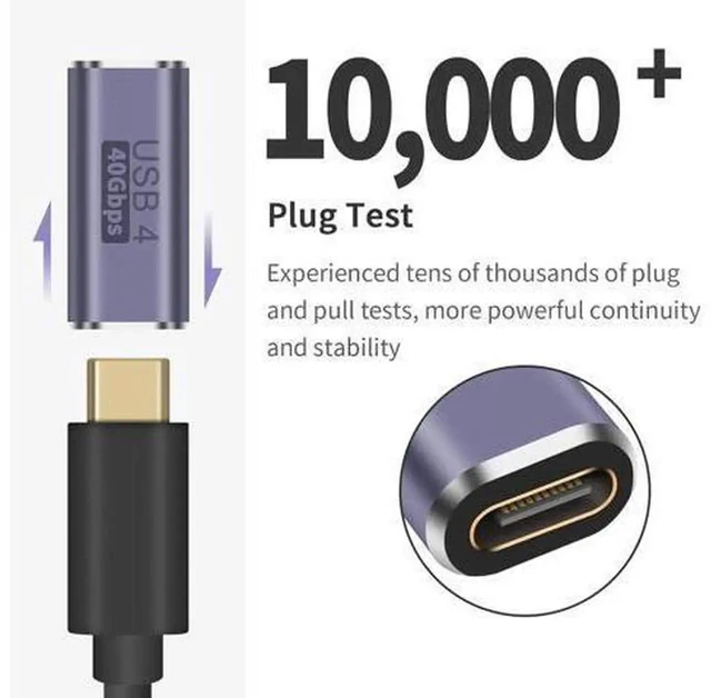 Alt view image 2 of 7 - USB C Female to Female Adapter, 100W USB C Coupler, 40Gbps Type C Extension Extender Adapter Support Thuderbolt 4 Cable for Docking, Galaxy, 2-Pack