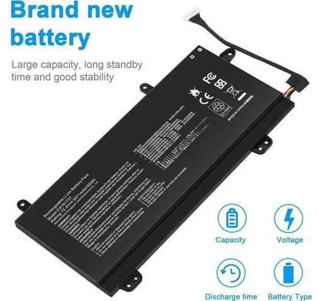 Alt view image 7 of 7 - C41N1727 Laptop Battery Replacement for Asus Zephyrus M GM501 GM501G GM501GM GM501GS ROG GU501 GU501G GU501GM GM501G-SEI006T GM501GS-EI015T GU501GM-BI7N8 GM501GM-EI005T GM501GS-EI003T 15.4V 55Wh