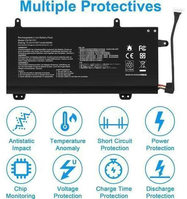 Alt view image 2 of 7 - C41N1727 Laptop Battery Replacement for Asus Zephyrus M GM501 GM501G GM501GM GM501GS ROG GU501 GU501G GU501GM GM501G-SEI006T GM501GS-EI015T GU501GM-BI7N8 GM501GM-EI005T GM501GS-EI003T 15.4V 55Wh