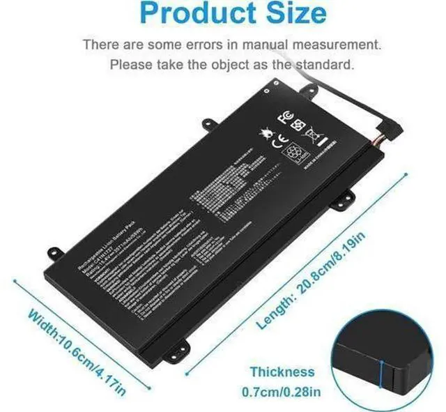 Alt view image 6 of 7 - C41N1727 Laptop Battery Replacement for Asus Zephyrus M GM501 GM501G GM501GM GM501GS ROG GU501 GU501G GU501GM GM501G-SEI006T GM501GS-EI015T GU501GM-BI7N8 GM501GM-EI005T GM501GS-EI003T 15.4V 55Wh