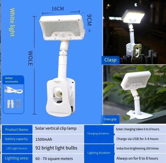 Alt view image 2 of 6 - New solar-powered vertical clip-on dual-use Black clipper with white light 2-pack