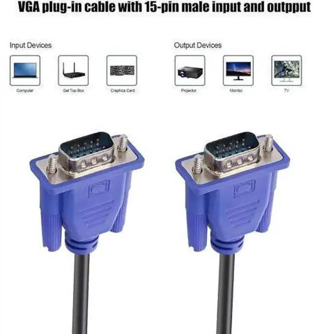 Alt view image 3 of 4 - Blue VGA Cable 15 Pin Male to Male Plug Computer Monitor Cable Wire Cord,4.92 Feet 66 ft./20m