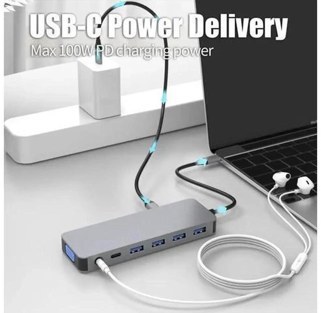 Alt view image 6 of 6 - 13 in 1 USB C Docking Station Dual HDMI Triple Monitor USB Hub