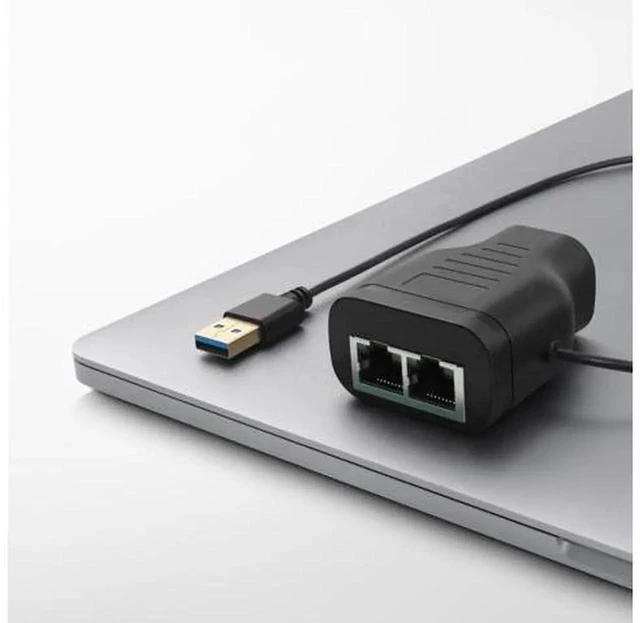Main image of RJ45 Ethernet Splitter 1-to-2, Gigabit, with USB Power, LED Indicator, for Sharing One Ethernet Port Between Two Devices