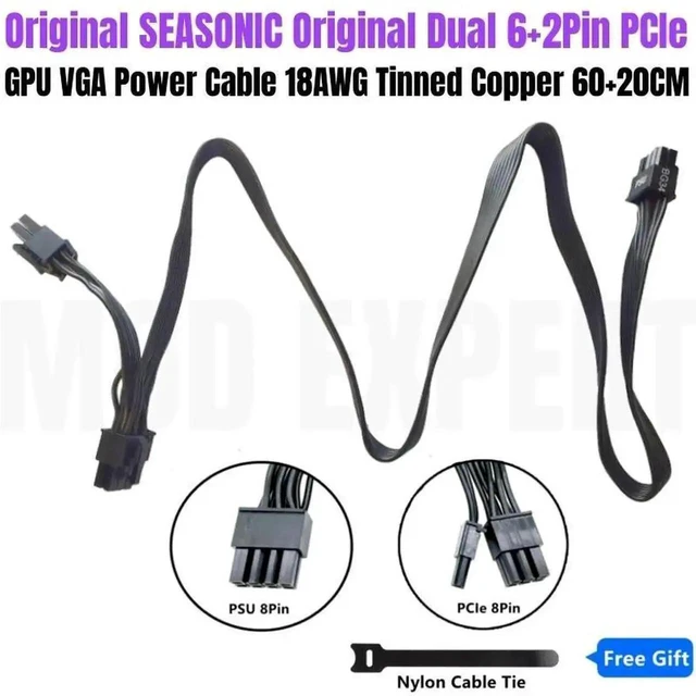 Alt view image 5 of 6 - Genuine SEASONIC FOCUS Dual 6+2Pin 8Pin PCIe VGA Power Cable for GM-850, GM-750, GM-650, GM-550, GM-500, GM-450 GOLD Modular PSU