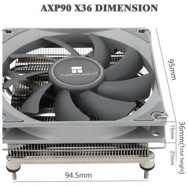 Alt view image 5 of 6 - AXP90 X36 Low Profile ITX CPU Cooler, 36mm Height, TL-9015 Slim PWM CPU Fan, Computer ITX Heatsink Cooler, for AMD:AM4 AM5/Intel LGA1150/1151/1200/1700/1851