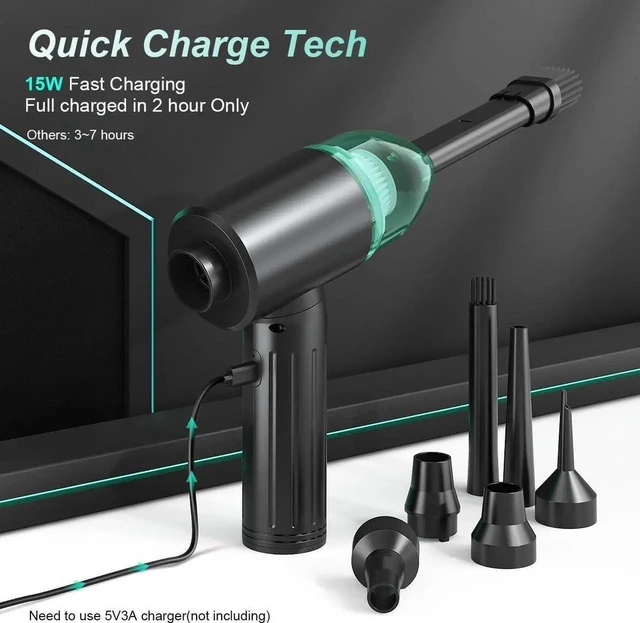Alt view image 6 of 7 - Electric Compressed Air Duster & Vacuum, MECO Electric Air Blower, 4 in 1 Function Powerful 3-Gear to 90000RPM/12000PA Keyboard Cleaner, Rechargeable Cordless Air Duster for Computer/Car/Pet Hair