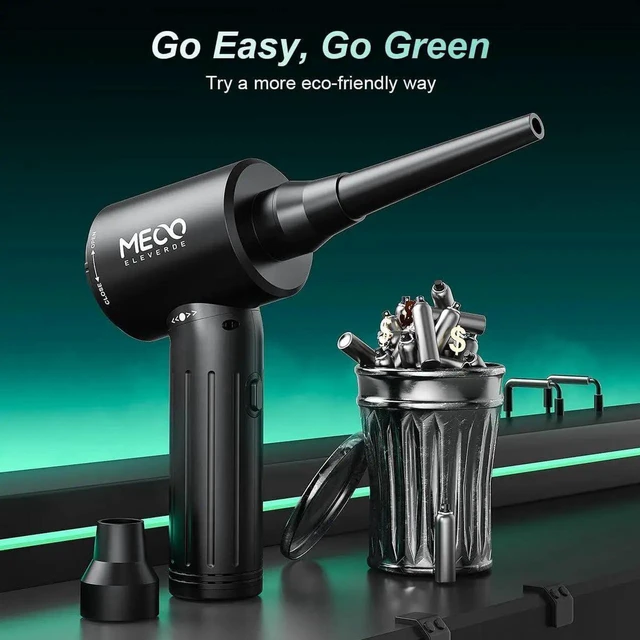 Alt view image 3 of 7 - Electric Compressed Air Duster & Vacuum, MECO Electric Air Blower, 4 in 1 Function Powerful 3-Gear to 90000RPM/12000PA Keyboard Cleaner, Rechargeable Cordless Air Duster for Computer/Car/Pet Hair