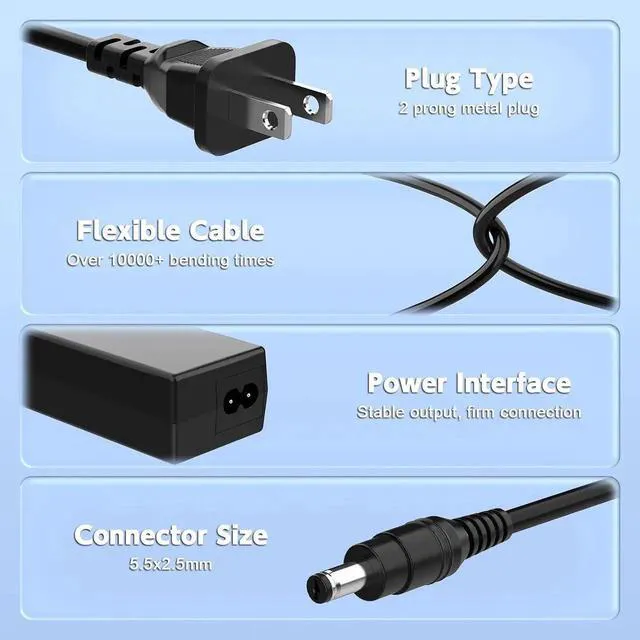 Alt view image 6 of 7 - 12V 6A 72W Power Supply (5.5x2.5mm Tip) Replacement for Sceptre EC Curved Monitor, Compatible with Supersonic SC Series