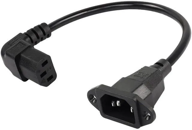 Main image of 0.3m Down Angle C13 to C14 Panel Mount Power Cable, 90 Degree IEC 320 C13 Female to C14 Male PDU Power Supply Extension Cord for Monitors,Computers,Etc(Dc13m-c14)