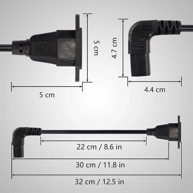 Alt view image 3 of 7 - 0.3m Down Angle C13 to C14 Panel Mount Power Cable, 90 Degree IEC 320 C13 Female to C14 Male PDU Power Supply Extension Cord for Monitors,Computers,Etc(Dc13m-c14)
