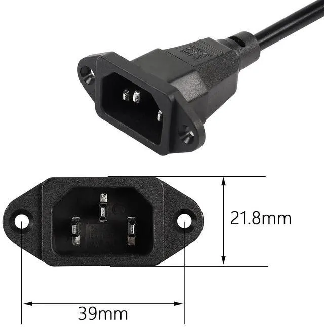 Alt view image 5 of 7 - 0.3m Down Angle C13 to C14 Panel Mount Power Cable, 90 Degree IEC 320 C13 Female to C14 Male PDU Power Supply Extension Cord for Monitors,Computers,Etc(Dc13m-c14)