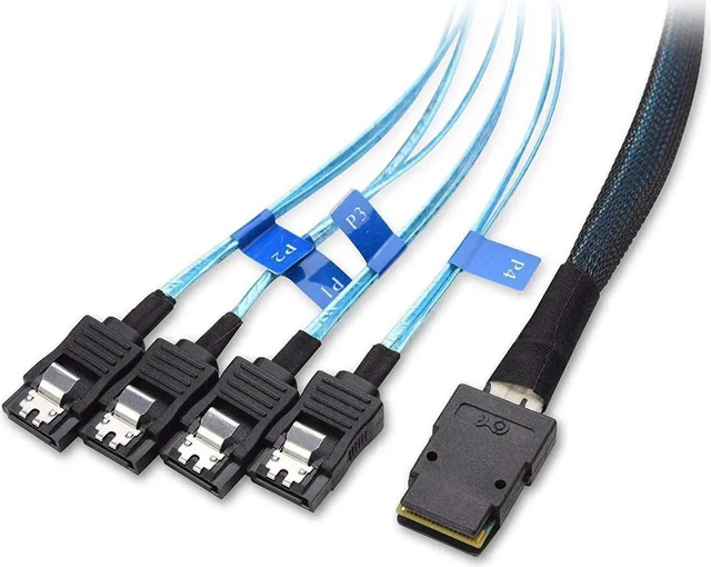 Alt view image 2 of 7 - Cable Matters Internal Mini SAS to SATA Reverse Breakout Cable (SFF-8087 to SATA) 1.6 Feet