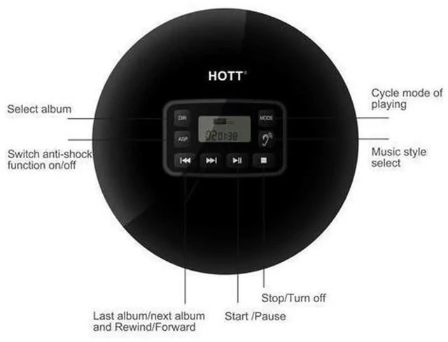 Alt view image 7 of 7 - Werleo Portable CD Player Headphones HOTT Personal CD Walkman Music Player LCD Display Anti-Skip Protection Shockproof Anti Scratch Function Support CD MP3 CD CD-R CD-RW Format