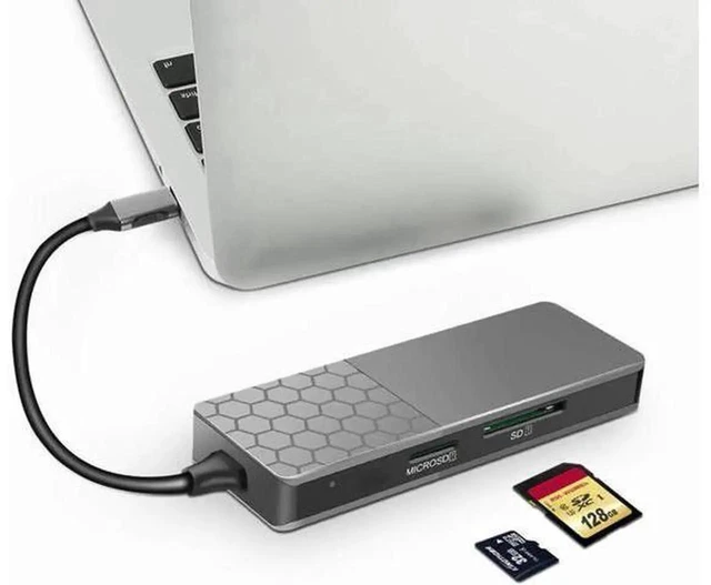 Alt view image 5 of 5 - 6 In 1Type-C Hub USB-C Type-C Hub Docking Station USB 3.0 / RJ45 Fast Speed Transfer SD TF Card Reader Adaptors Charger Hub