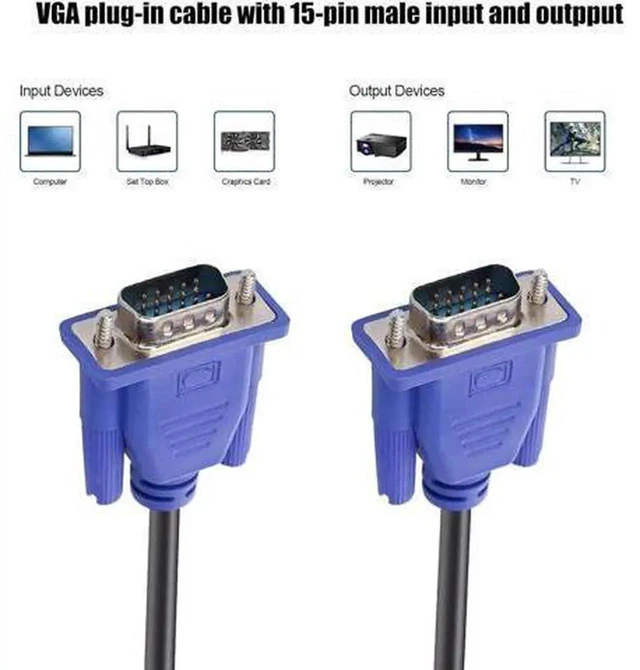 Alt view image 3 of 4 - Blue VGA Cable 15 Pin Male to Male Plug Computer Monitor Cable Wire Cord,4.92 Feet 66 ft./20m