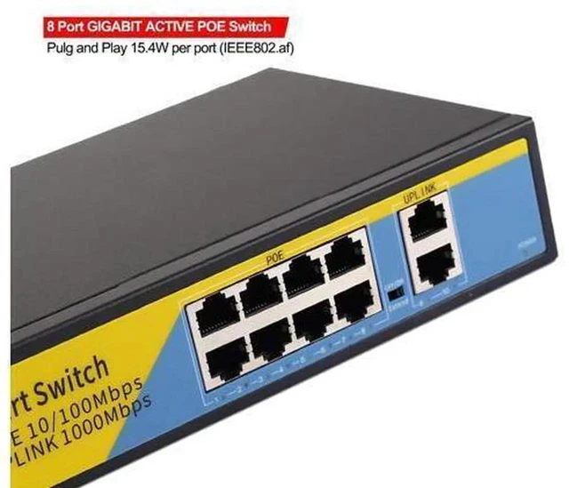 Alt view image 3 of 6 - BONAEVER 10-Port PoE Switch Gigabit Ethernet 2 Port Uplink 802.3AT/AF 120W Cat5 Unmanaged Metal Smart Desktop Network Power Over Ethernet Injector