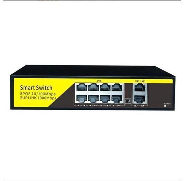 Alt view image 6 of 6 - BONAEVER 10-Port PoE Switch Gigabit Ethernet 2 Port Uplink 802.3AT/AF 120W Cat5 Unmanaged Metal Smart Desktop Network Power Over Ethernet Injector