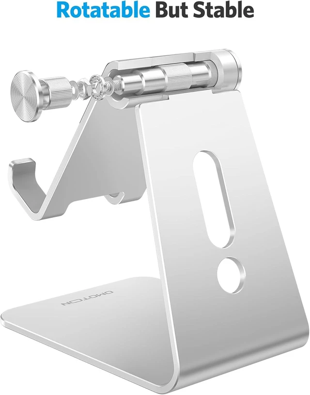 Alt view image 4 of 7 - Adjustable Aluminum Cell Phone Stand with Charging Cutout, Silver