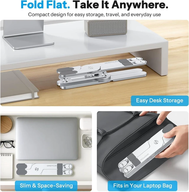 Alt view image 5 of 7 - LA10 360° Rotating Laptop Stand Riser Foldable for Desk, Silver