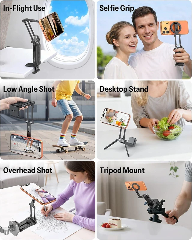 Alt view image 4 of 7 - TP02-Pro 5 in 1 Magnetic Phone Holder for Vlogging Essentials, Black