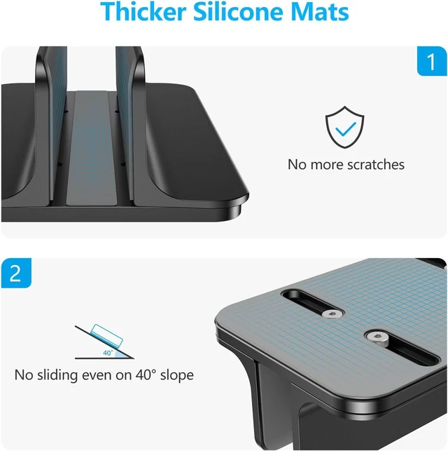 Alt view image 3 of 7 - Vertical Laptop Stand Holder, Adjustable Dock for MacBook, Black