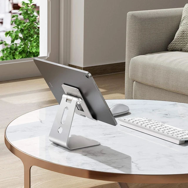 Alt view image 3 of 7 - T2 Tablet Stand for Desk, Aluminum Holder for iPad Pro/Air, Silver
