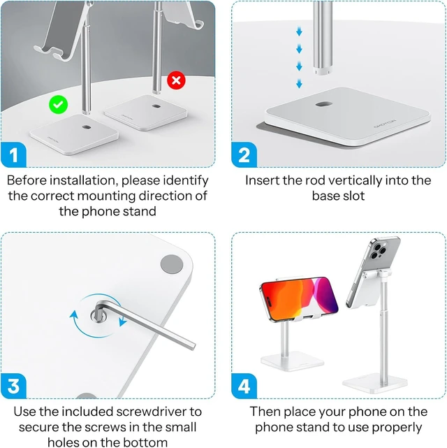 Alt view image 7 of 7 - CA02 Cell Phone Stand with Charging Hole for Desk Lightweight Silver