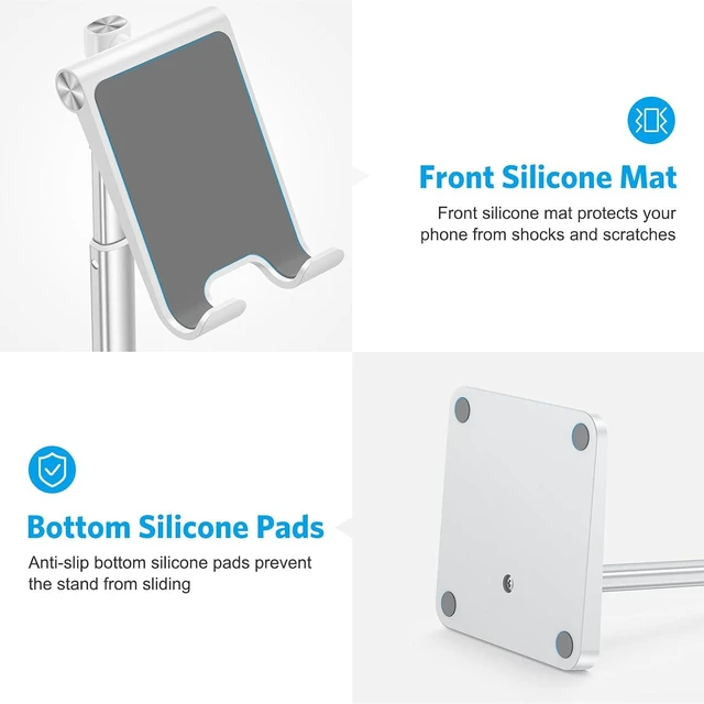 Alt view image 4 of 7 - CA02 Cell Phone Stand with Charging Hole for Desk Lightweight Silver