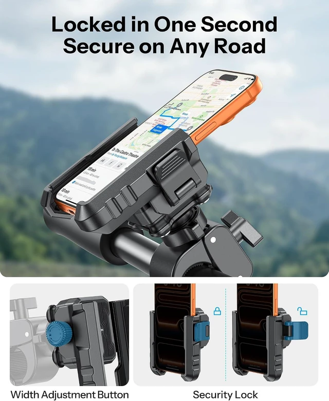 Alt view image 2 of 7 - BK01 Anti-Vibration Bike Phone Mount, Quick Lock for Riders