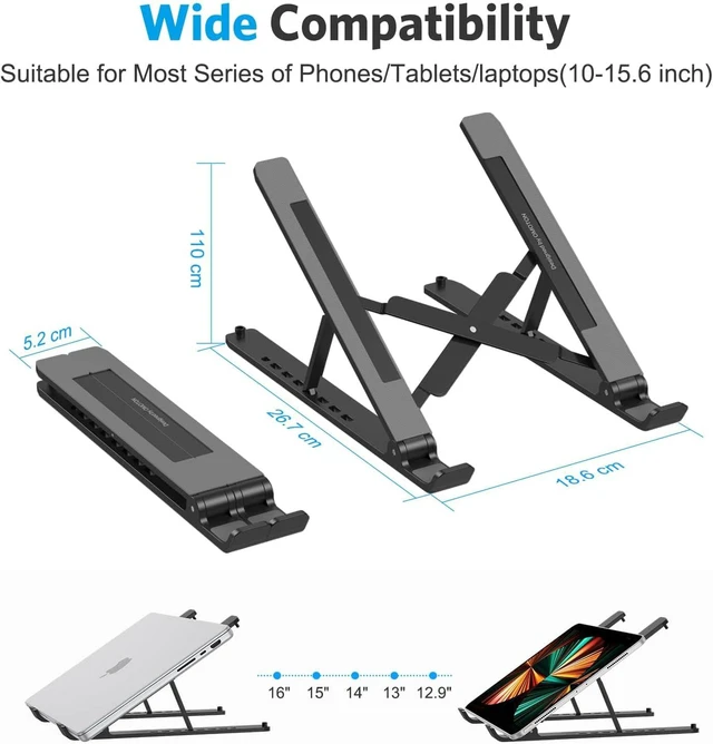 Alt view image 5 of 7 - Portable Laptop Stand, OMOTON Laptop Stand for Desk Ergonomic 7-Levels Angles Adjustable Computer Stand, ABS Laptop Riser Holder Compatible with All Laptops and iPad(10-15.6")
Visit the OMOTON Store