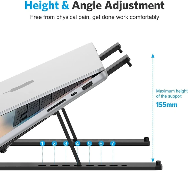Alt view image 7 of 7 - Portable Laptop Stand, OMOTON Laptop Stand for Desk Ergonomic 7-Levels Angles Adjustable Computer Stand, ABS Laptop Riser Holder Compatible with All Laptops and iPad(10-15.6")
Visit the OMOTON Store