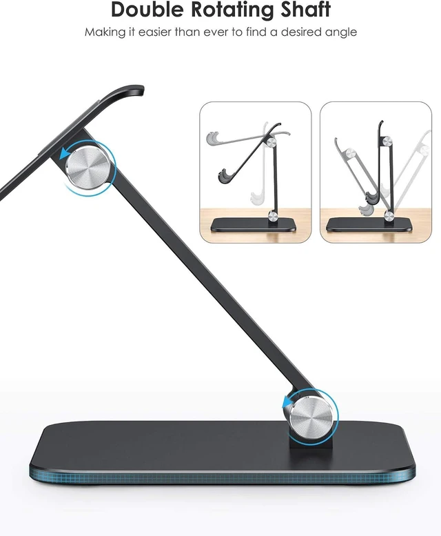 Alt view image 4 of 7 - Upgraded Adjustable Tablet Stand Holder, Heavy Duty Foldable Portable Monitor Stand, Travel Essentials for iPad Pro/Air/Mini, Surface Pro, 4.7''-15.6', Black