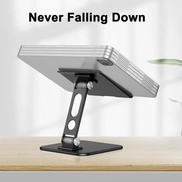 Alt view image 6 of 7 - Upgraded Adjustable Tablet Stand Holder, Heavy Duty Foldable Portable Monitor Stand, Travel Essentials for iPad Pro/Air/Mini, Surface Pro, 4.7''-15.6', Black