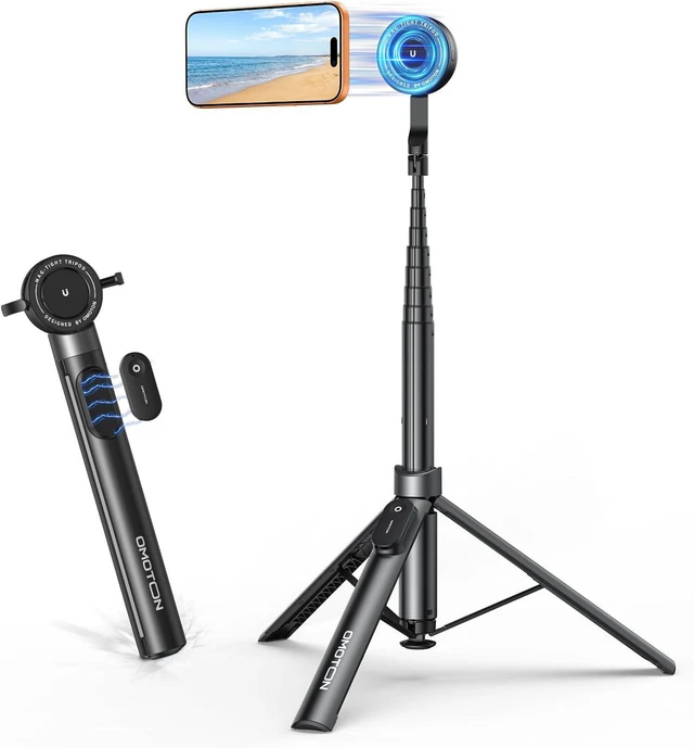Main image of 68" Magnetic Phone Tripod with Remote, Selfie Stick for iPhone Black