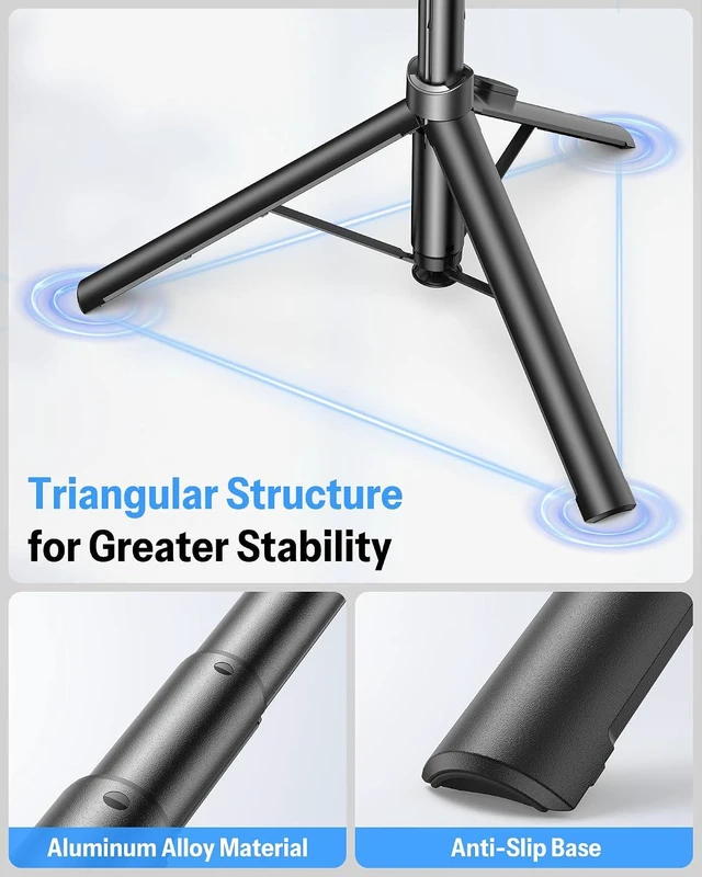 Alt view image 4 of 7 - 68" Magnetic Phone Tripod with Remote, Selfie Stick for iPhone Black