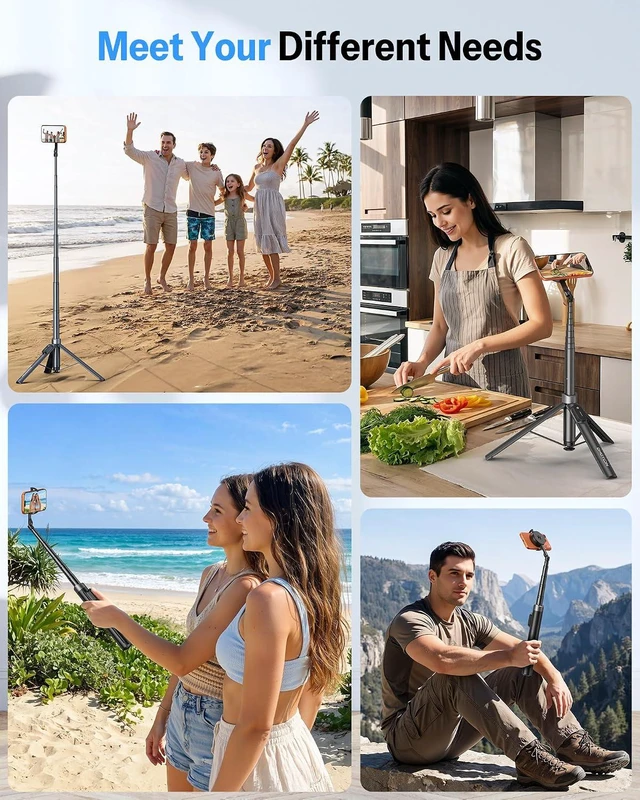 Alt view image 2 of 7 - 68" Magnetic Phone Tripod with Remote, Selfie Stick for iPhone Black