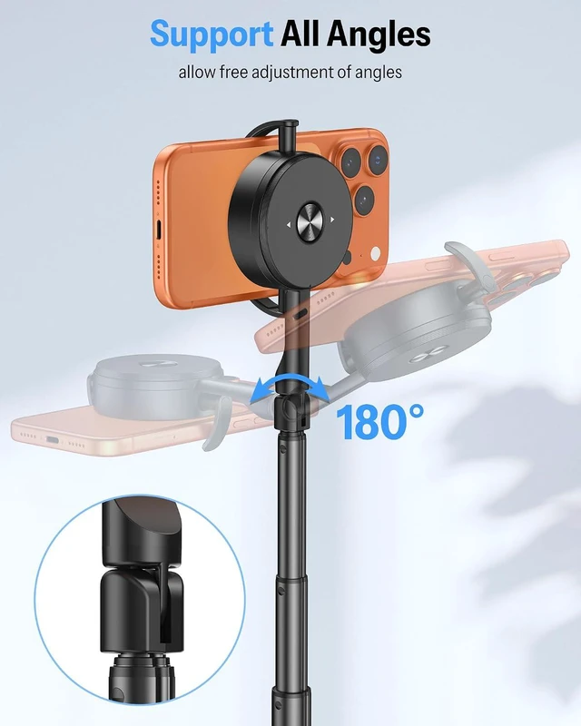 Alt view image 3 of 7 - 68" Magnetic Phone Tripod with Remote, Selfie Stick for iPhone Black
