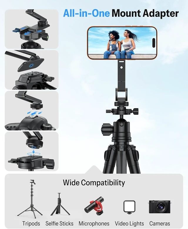 Alt view image 4 of 7 - Magnetic Phone Mount for Tripod Camera with Arca Base Cold Shoe 1/4