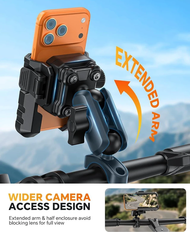 Alt view image 6 of 7 - Motorcycle Phone Mount Anti-Theft, Camera-Friendly Bike Phone Holder