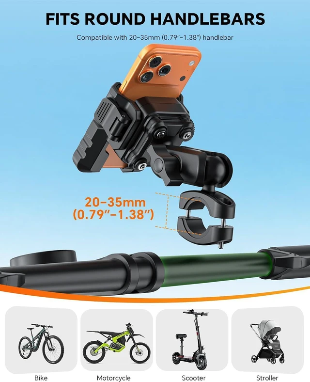 Alt view image 3 of 7 - Motorcycle Phone Mount Anti-Theft, Camera-Friendly Bike Phone Holder
