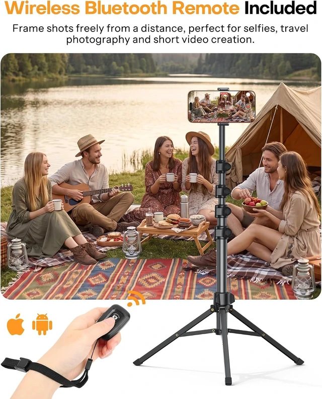 Alt view image 6 of 7 - 65" Tablet Floor Stand Tripod for iPad with Remote, 360°Phone Holder
