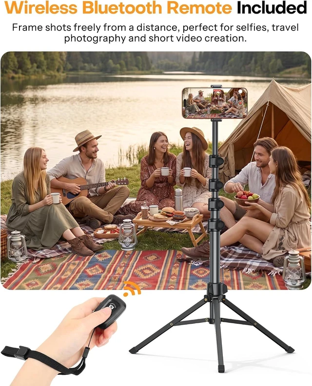 Alt view image 3 of 7 - 65" Tablet Floor Stand Tripod for iPad with Remote, 360°Phone Holder