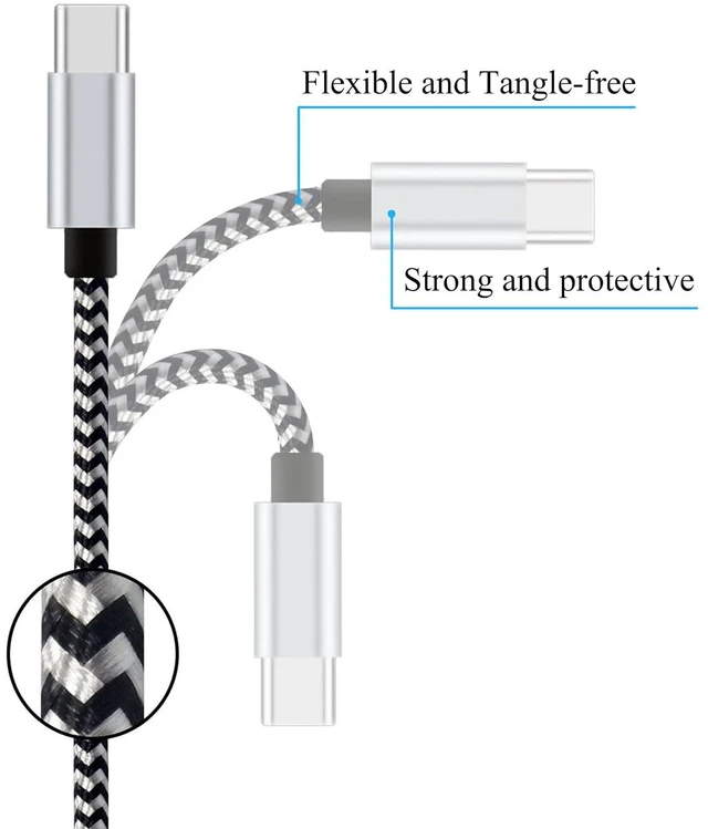 Alt view image 4 of 6 - Ailun 3Pack 10ft Type C Cable Quick Sync Charging USB C 2.0 to USB A