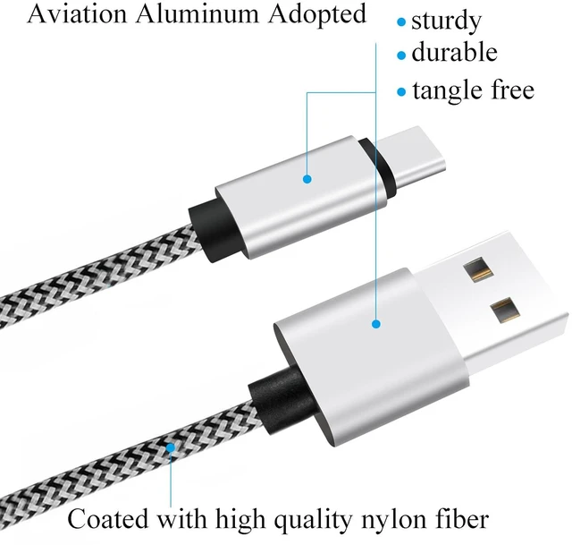 Alt view image 6 of 6 - Ailun 3Pack 10ft Type C Cable Quick Sync Charging USB C 2.0 to USB A