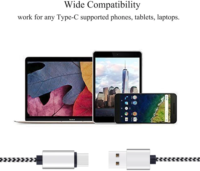 Alt view image 3 of 6 - Ailun 3Pack 10ft Type C Cable Quick Sync Charging USB C 2.0 to USB A