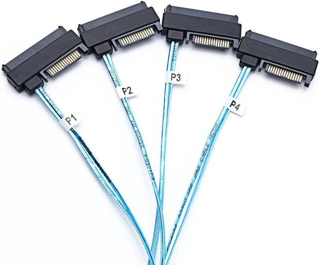Alt view image 2 of 7 - SFF-8643 Internal Mini SAS HD to (4) 29pin SFF-8482 connectors with SAS 15pin Powe