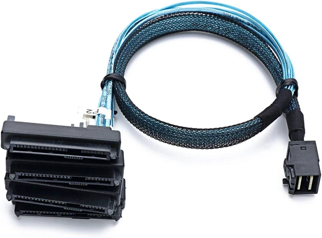 Alt view image 7 of 7 - SFF-8643 Internal Mini SAS HD to (4) 29pin SFF-8482 connectors with SAS 15pin Powe