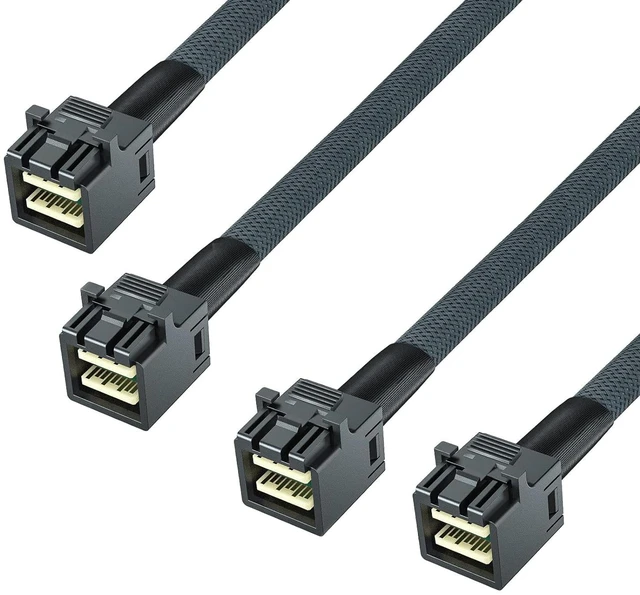 Main image of 10Gtek SFF-8643 to SFF-8643 12G Internal Mini SAS HD Cable, with Sideband, for NVMe Backplane/RAID Card, Hot-Swap & SATA Compatibility, 100-Ohm, 0.5-m(1.6ft), 2 Pack